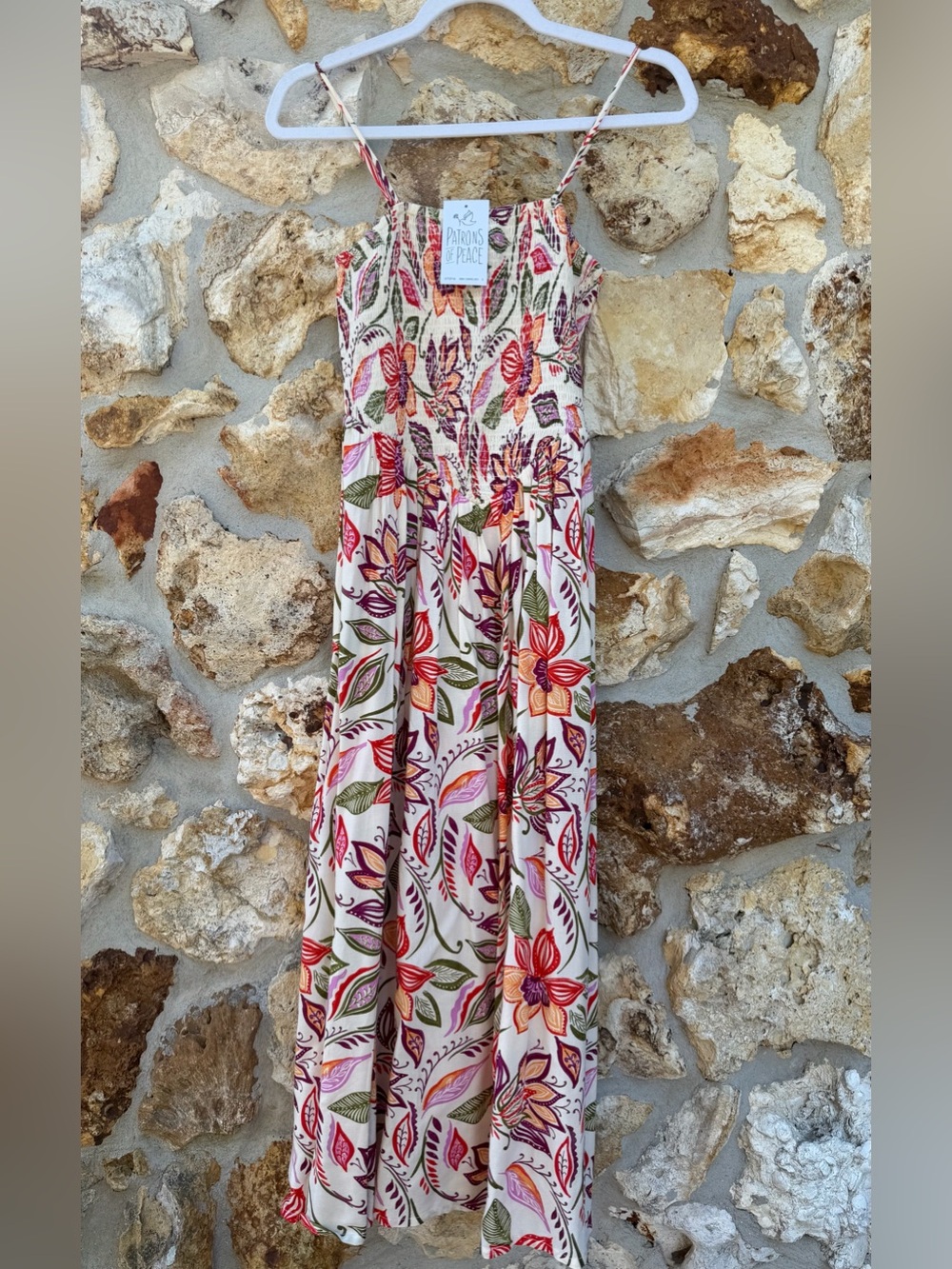 Patrons of peace tropical Floral Spaghetti Strap Maxi Dress